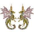Volcaris Dragon Protector Leverback Earrings (Goldtone)