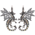 Volcaris Dragon Protector Leverback Earrings (Silver Ox)