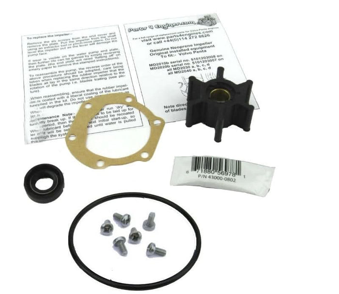 Volvo Penta D2-40 raw water pump, impeller & service kit