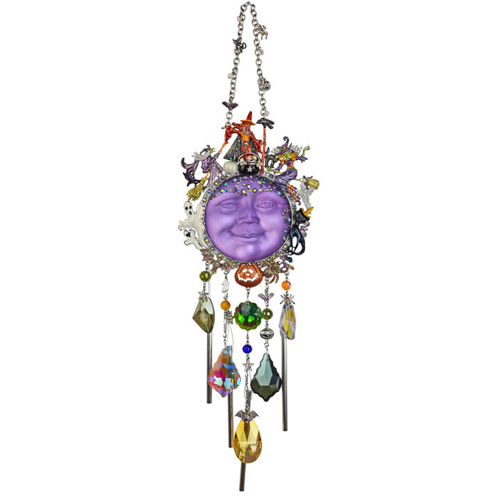 Witch's Coven Goddess Seaview Moon Wind Chime (Silvertone/Twilight Purple)