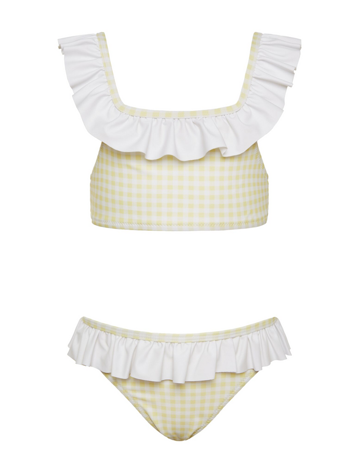 Yellow Gingham Ruffle Bikini